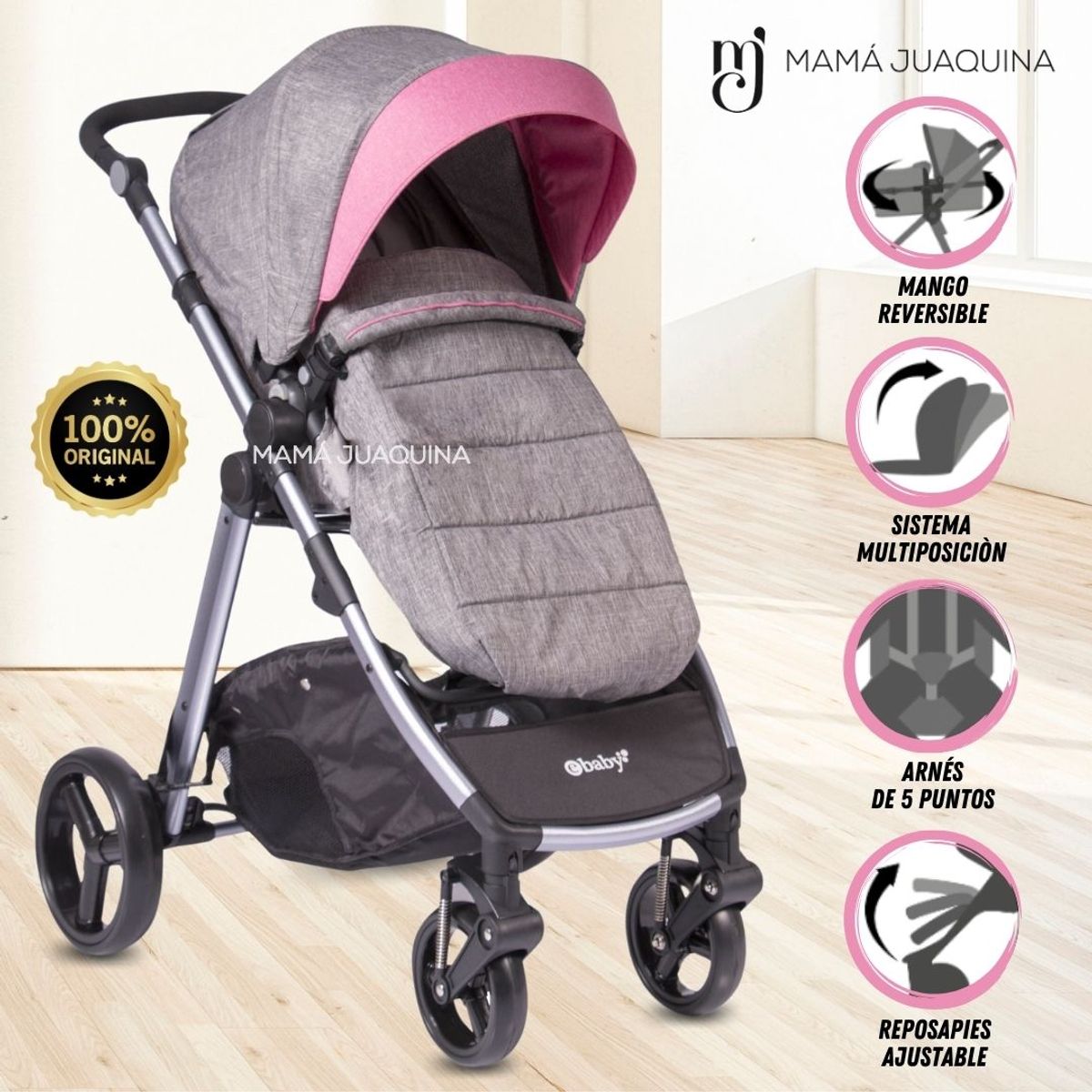 EBABY - Coche de Paseo «NORTH» Edición Limitada Pink