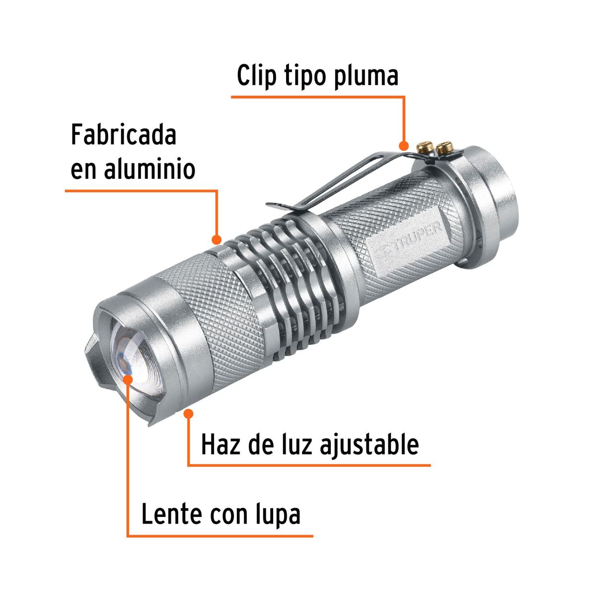 Truper - Linterna de aluminio 1 LED de 40 lm con 1 pila AA COD 17256 Truper