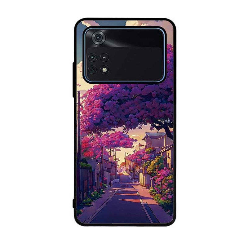 RankOne Cover Per POCO M4 Pro 4G: Custodia In TPU Con Design A CD E Texture Similpelle, Colore Nero