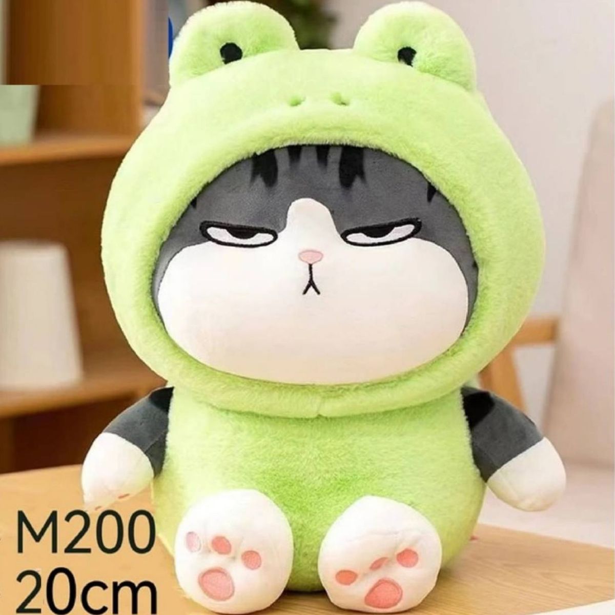 GENERICO - Peluche Gato Emperador Disfrazado De Rana  Kawaii 20cm