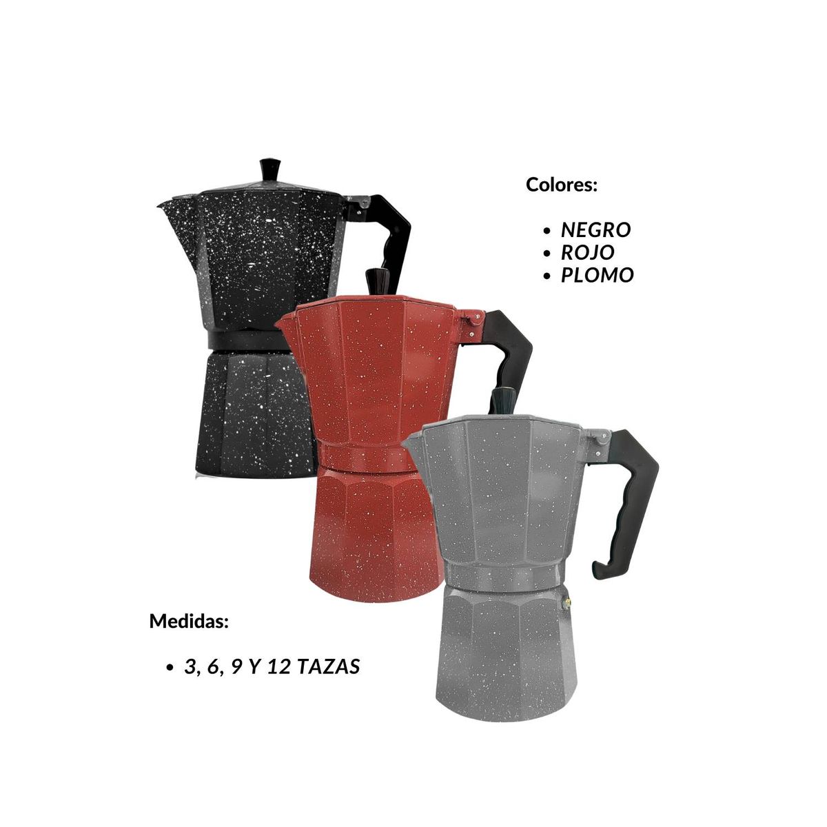 PENTHA - Cafetera Italiana Moka de 12 tazas Color Rojo