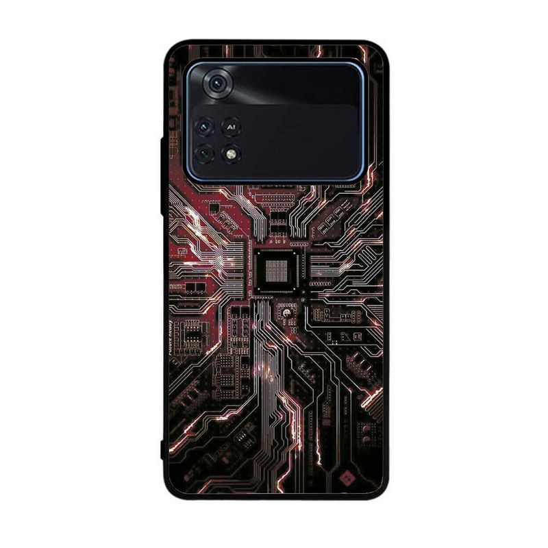 RankOne Cover Per POCO M4 Pro 4G: Custodia In TPU Con Design A CD E Texture Similpelle, Colore Nero