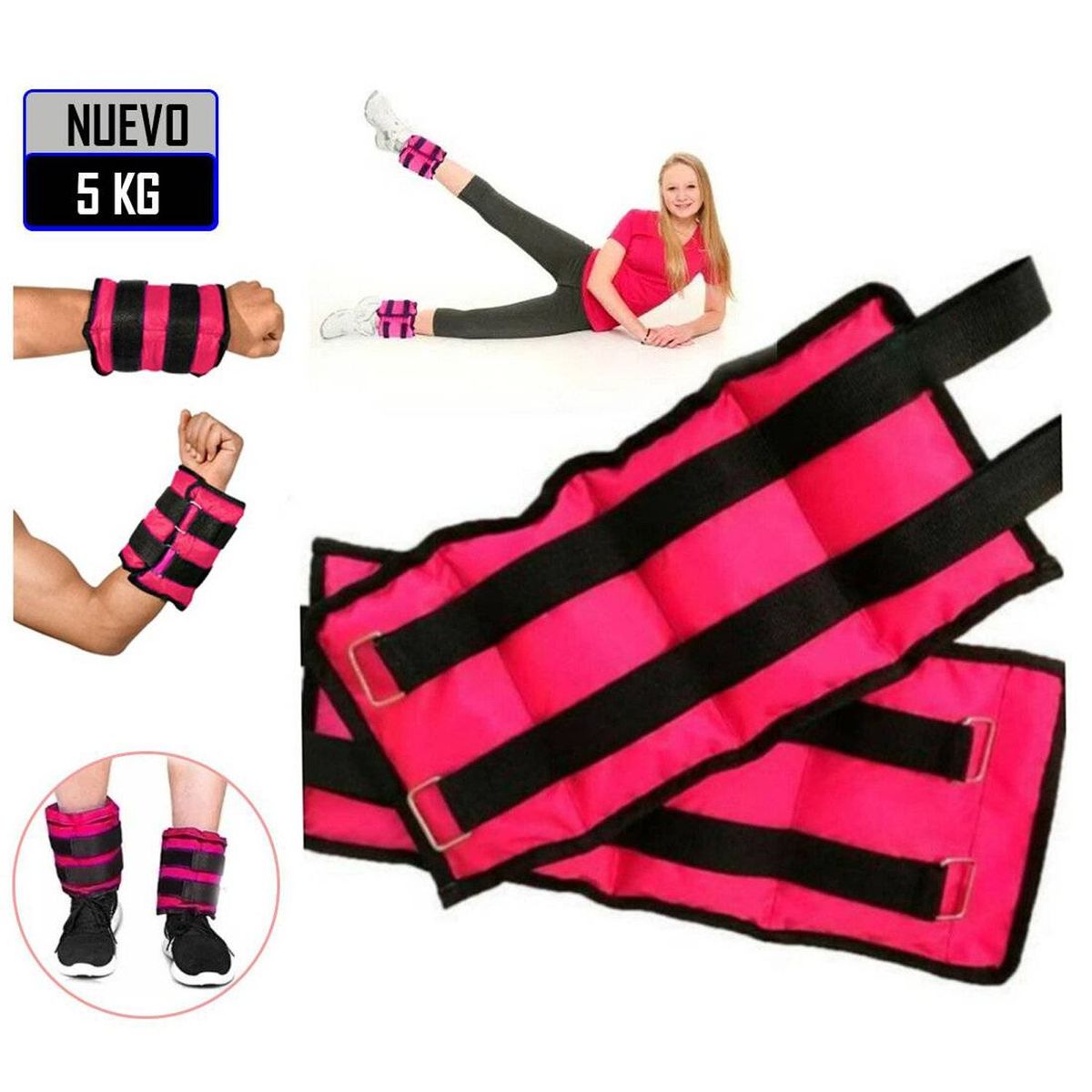 GENERICO - Tobilleras Muñequeras de 5 Kg Pack 2 Unidades
