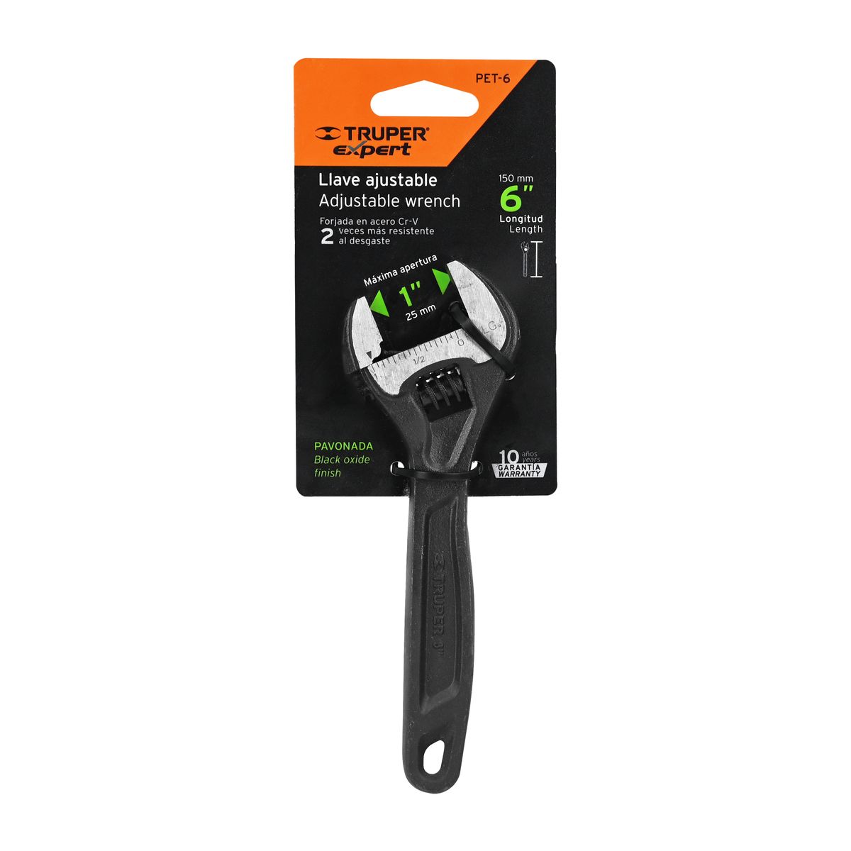 Truper - Llave francesa ajustable 6 profesional pavonada COD 15500 Truper