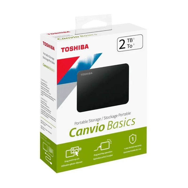 TOSHIBA - Disco Duro Externo Toshiba Canvio Basics Almacenamiento Confiable 2Tb