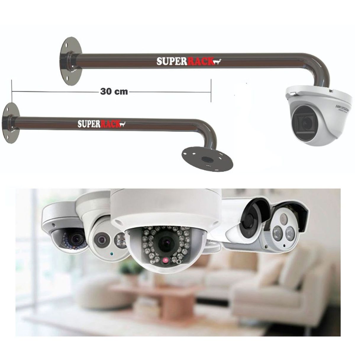 SUPER RACK - Rack Para Cámara de Seguridad Domo 30 cm de Distancia