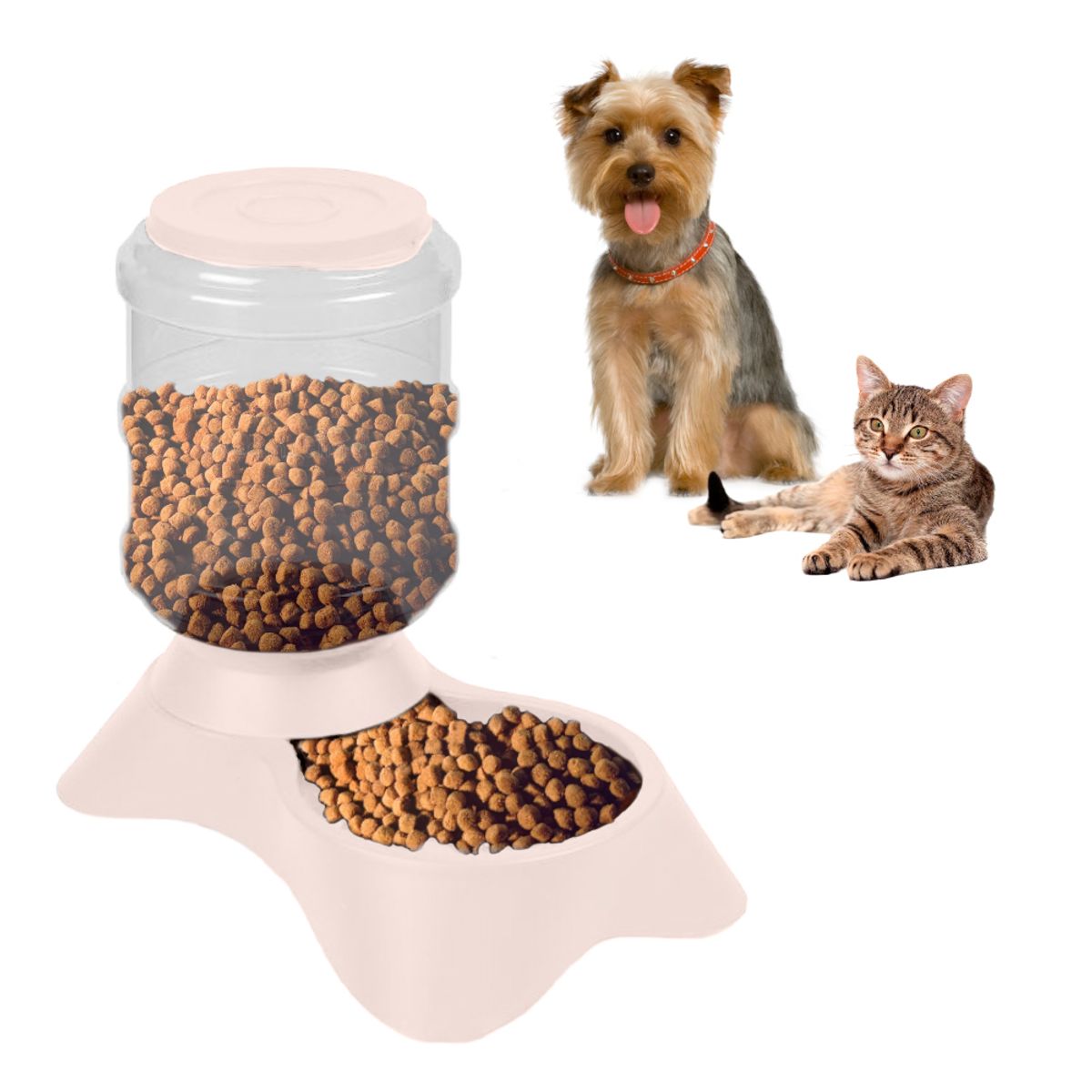 KELLER - Comedero Automático para Mascotas 3 Kg Crema