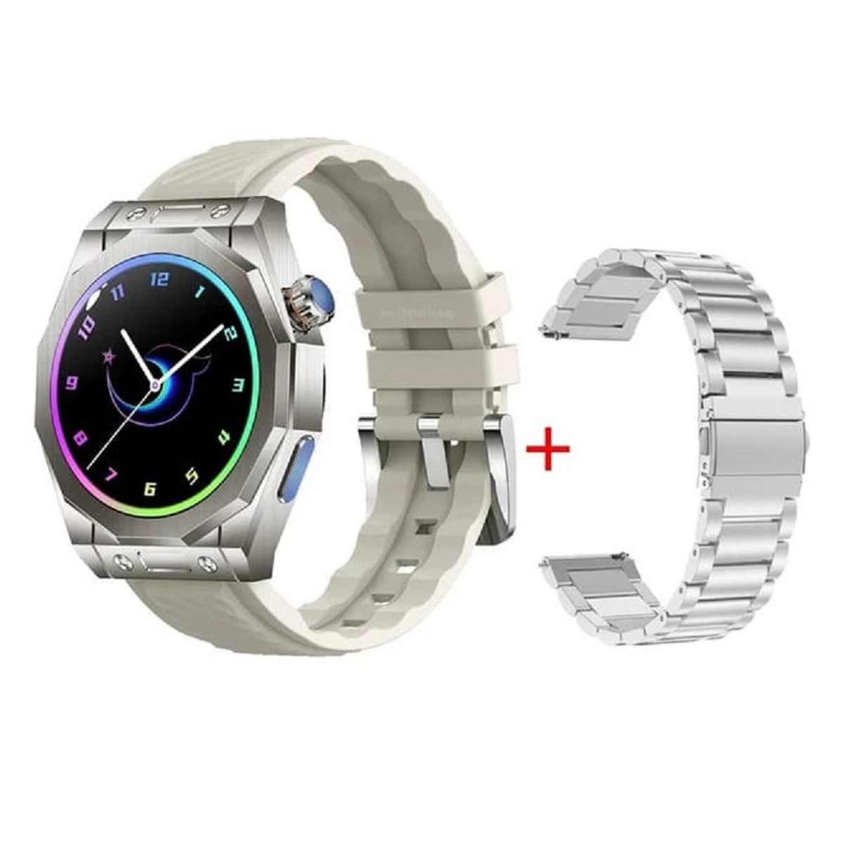 GENERICO - SmartWatch Z83 MAX CON 3 CORREAS INTERCAMBIABLES- PLATEADO