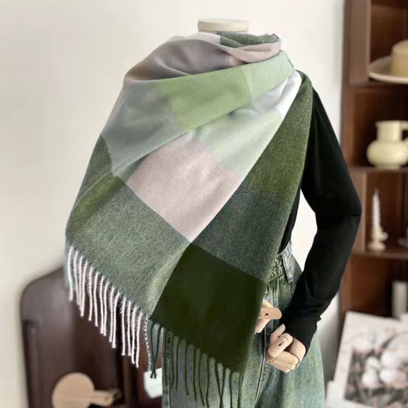 GENERICO - Maxi Bufandas Cuadros Multicolor Cashmere Pashmina - Miden 200x60cm