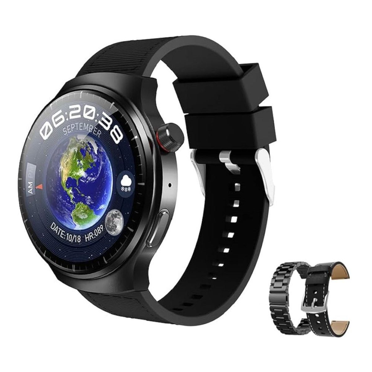 GENERICO - SmartWatch HW6 Max con 3 correas  - Negro