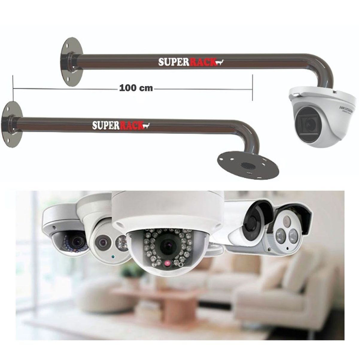 SUPER RACK - Rack Para Cámara de Seguridad Domo 100 cm de Distancia