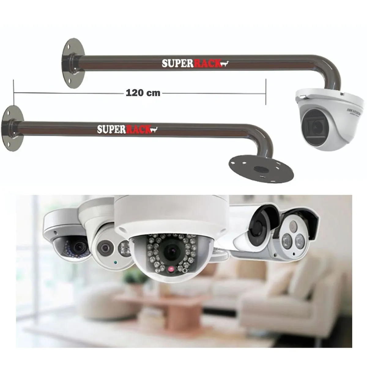 SUPER RACK - Rack Para Cámara de Seguridad Domo 120 cm de Distancia
