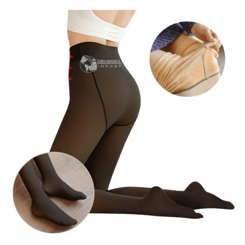 GENERICO - Panty Efecto Piel Calentador Forro Polar Tono Traslúcido