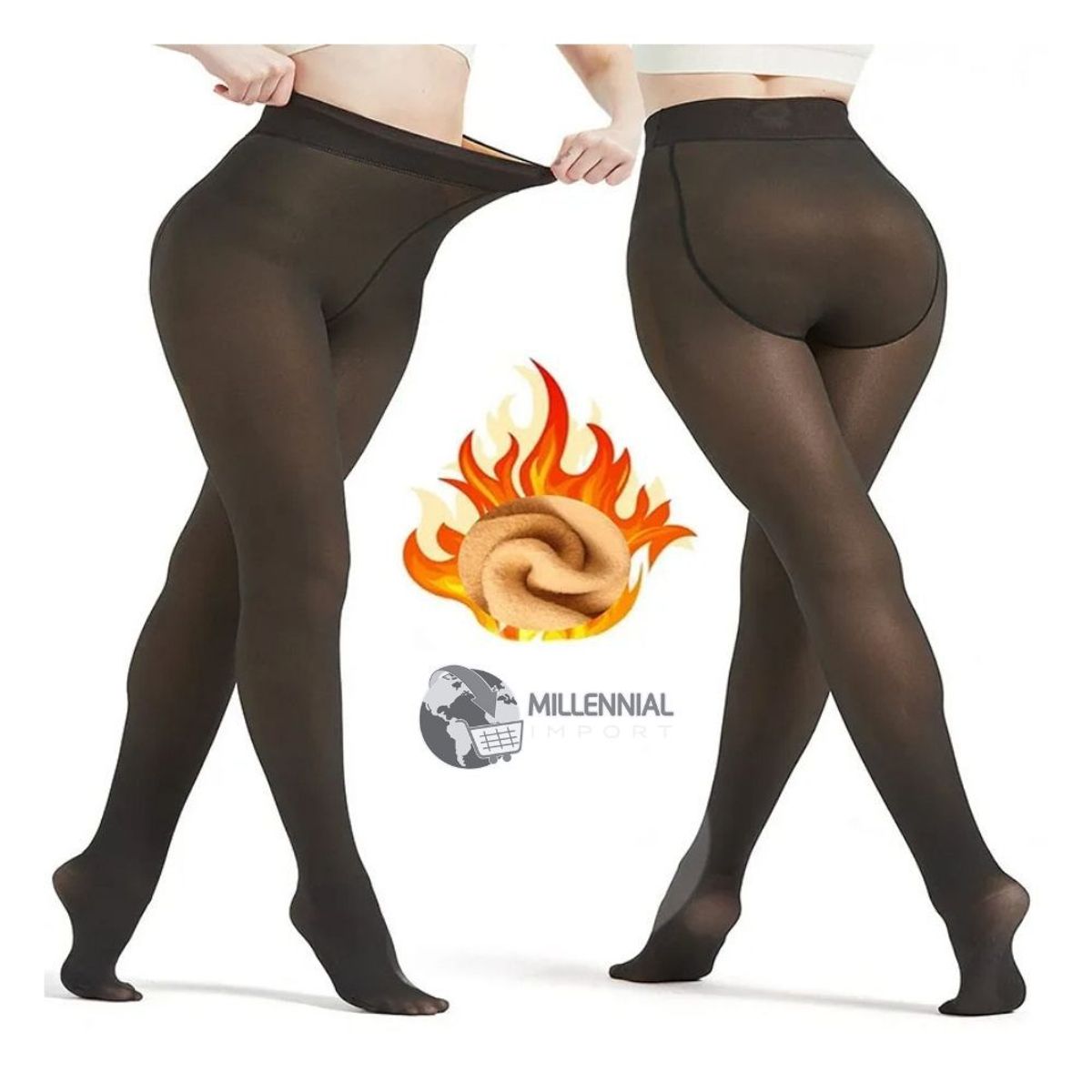 GENERICO - Medias Pantys Térmicas Efecto Piel para Mujer en Negro
