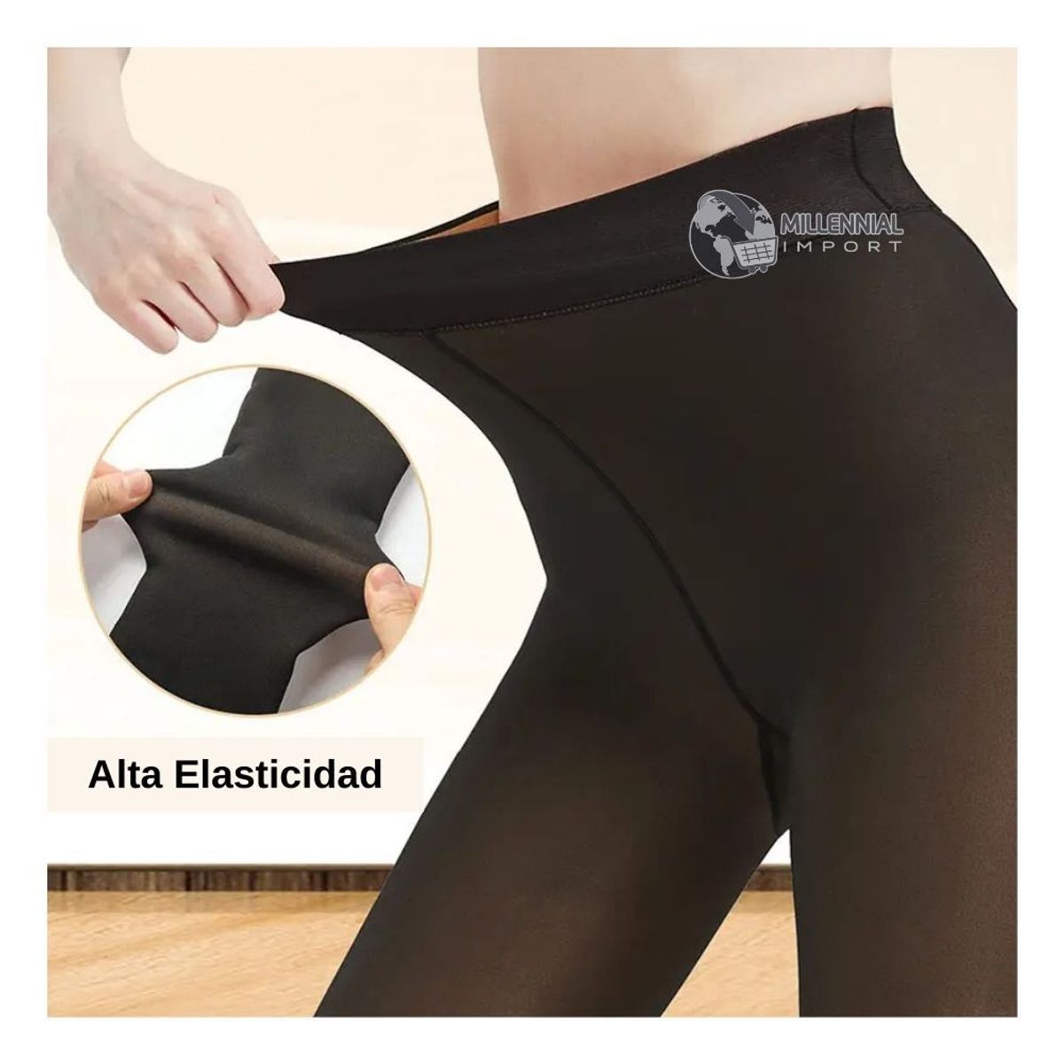 GENERICO - Panty Efecto Piel con Piel Micropolar Traslucido