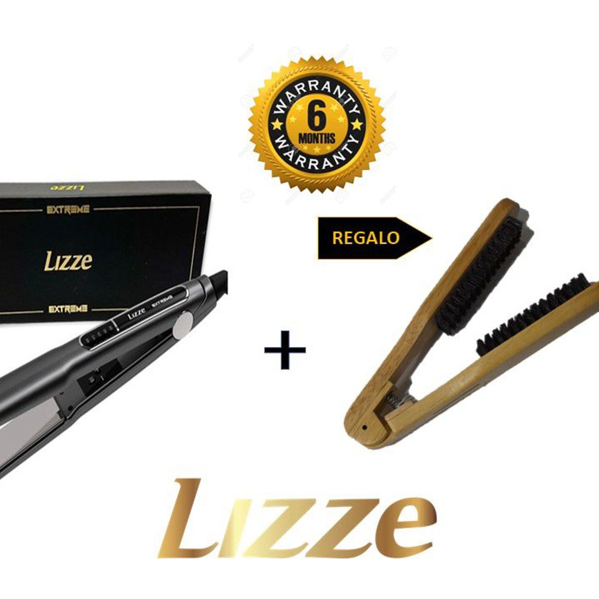 LIZZE - Lizze Pack Plancha Extreme + Cepillo Alisador Cerdas Mixtas de Regalo