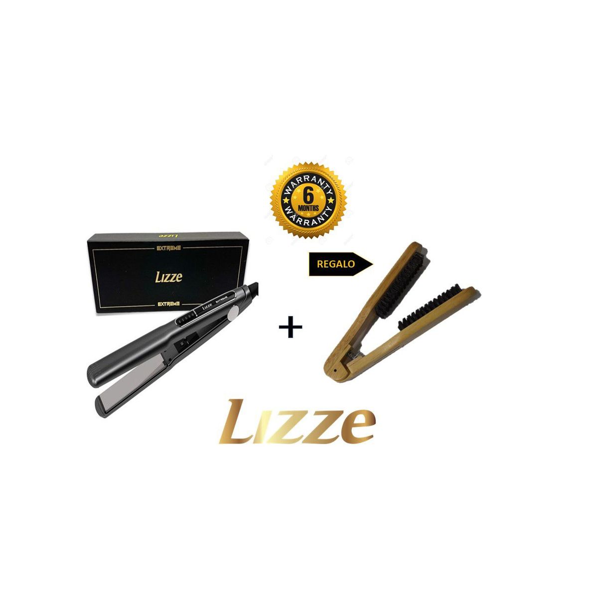 LIZZE - Lizze Pack Plancha Extreme + Cepillo Alisador Cerdas Mixtas de Regalo