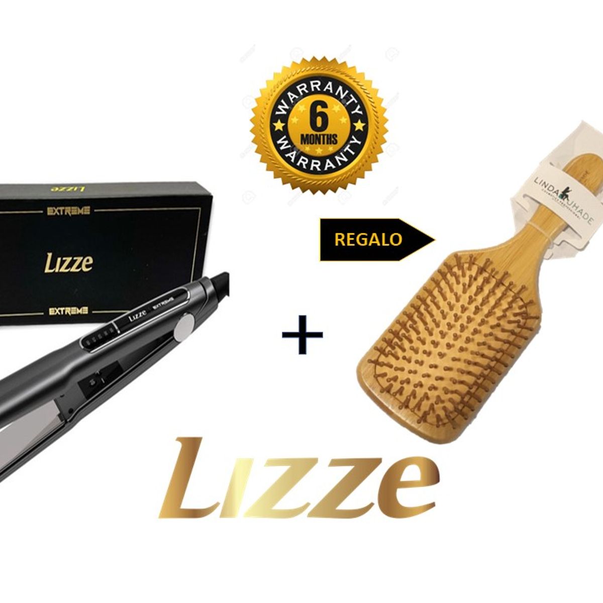 LIZZE - Lizze Pack Plancha Extreme + Cepillo Raqueta Cerdas Bambu de Regalo