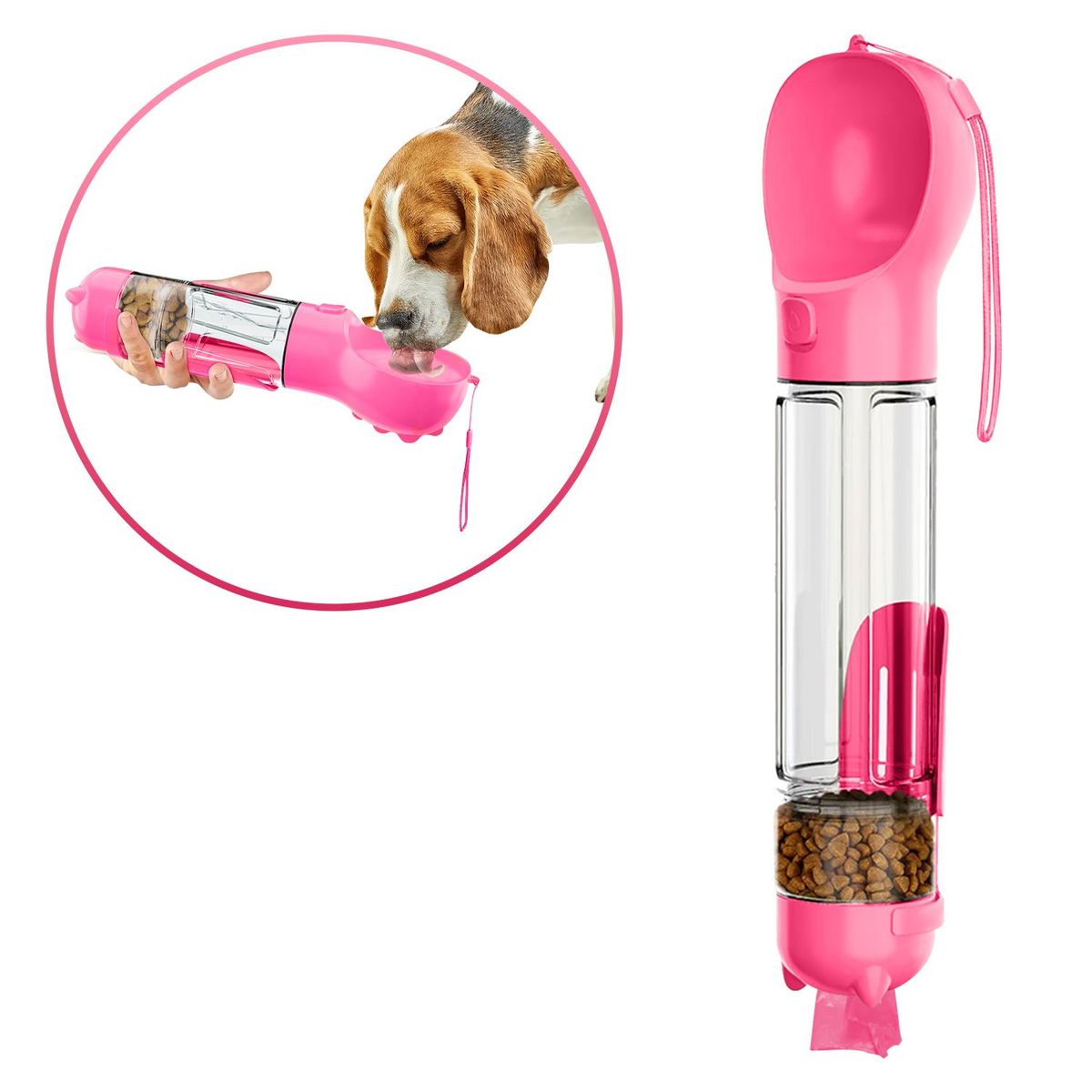 BUYPAL - Botella de Agua para Perros Multifuncional y Portatil Rosado