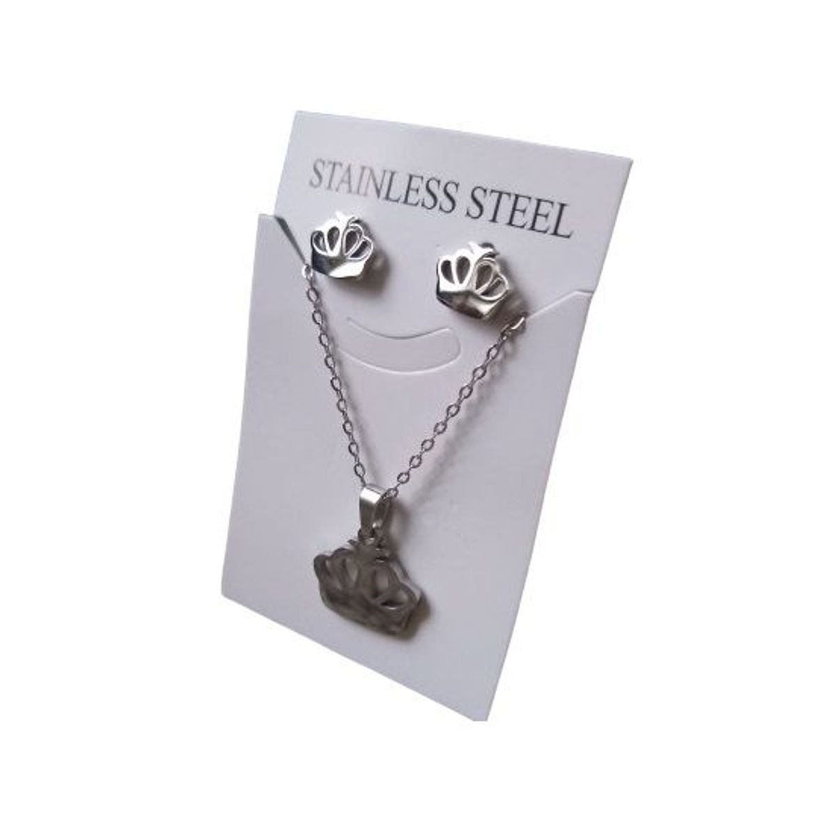 GENERICO - Set collar y aretes reina corona plateada