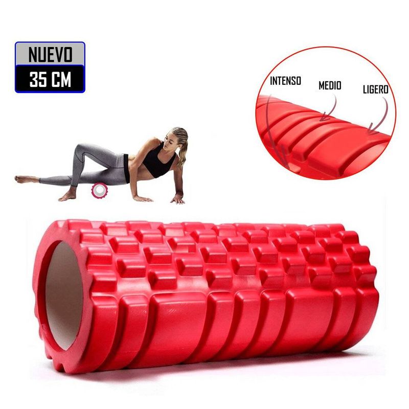 GENERICO - Foam Roller 35cm Rodillo de Espuma para Masaje Rojo