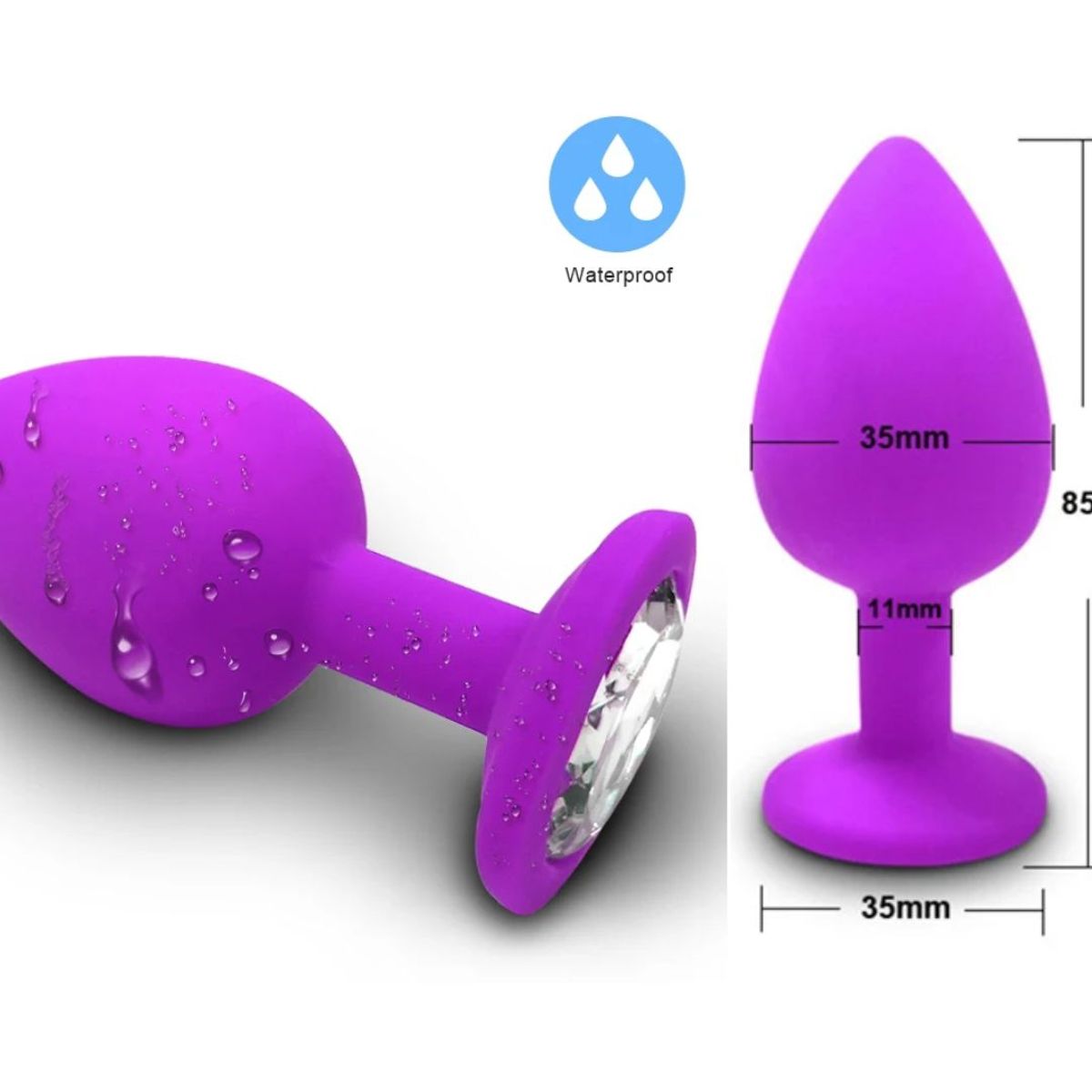 GENERICO - Plug anal hipoalergénico con joya Morado