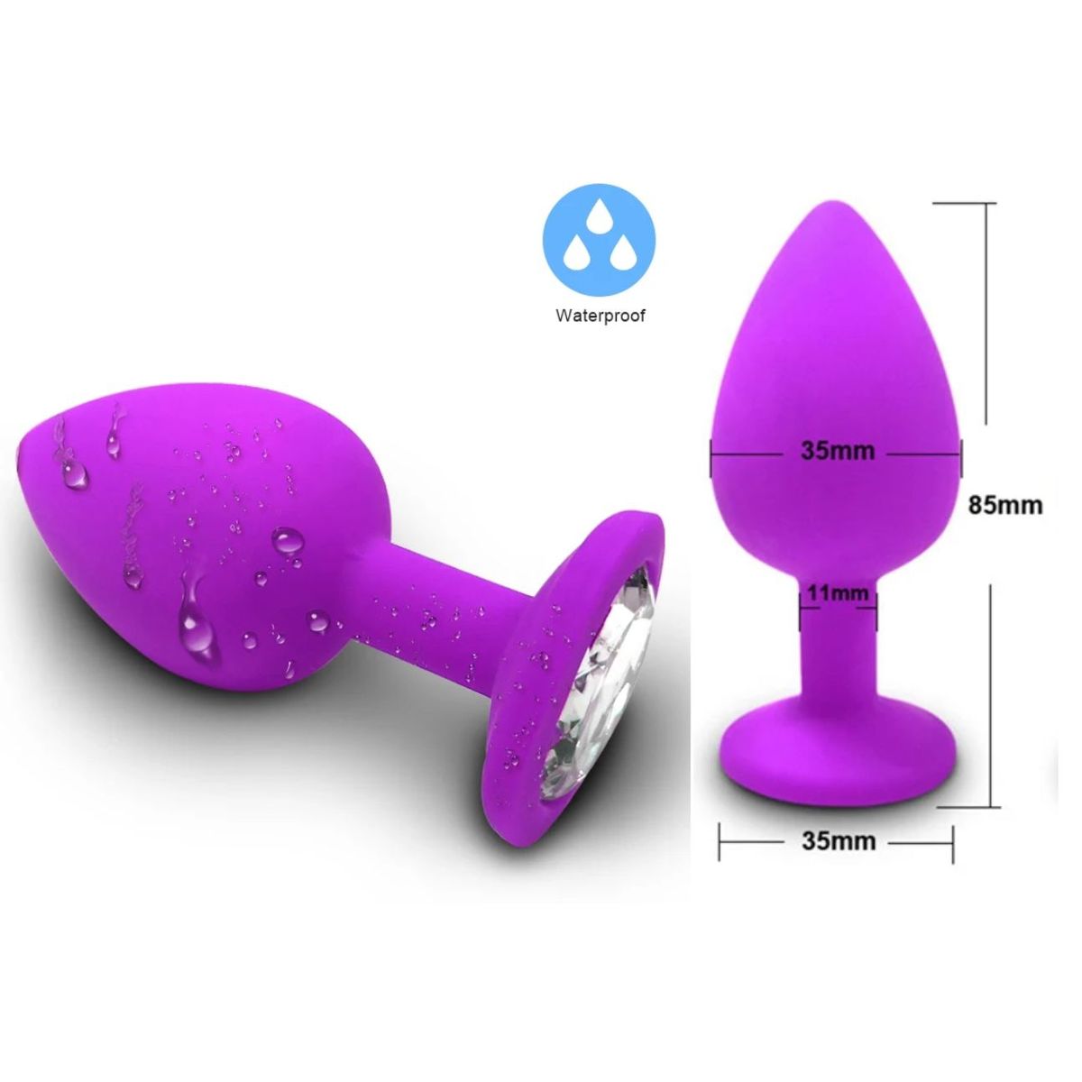 GENERICO - Plug anal hipoalergénico con joya Morado