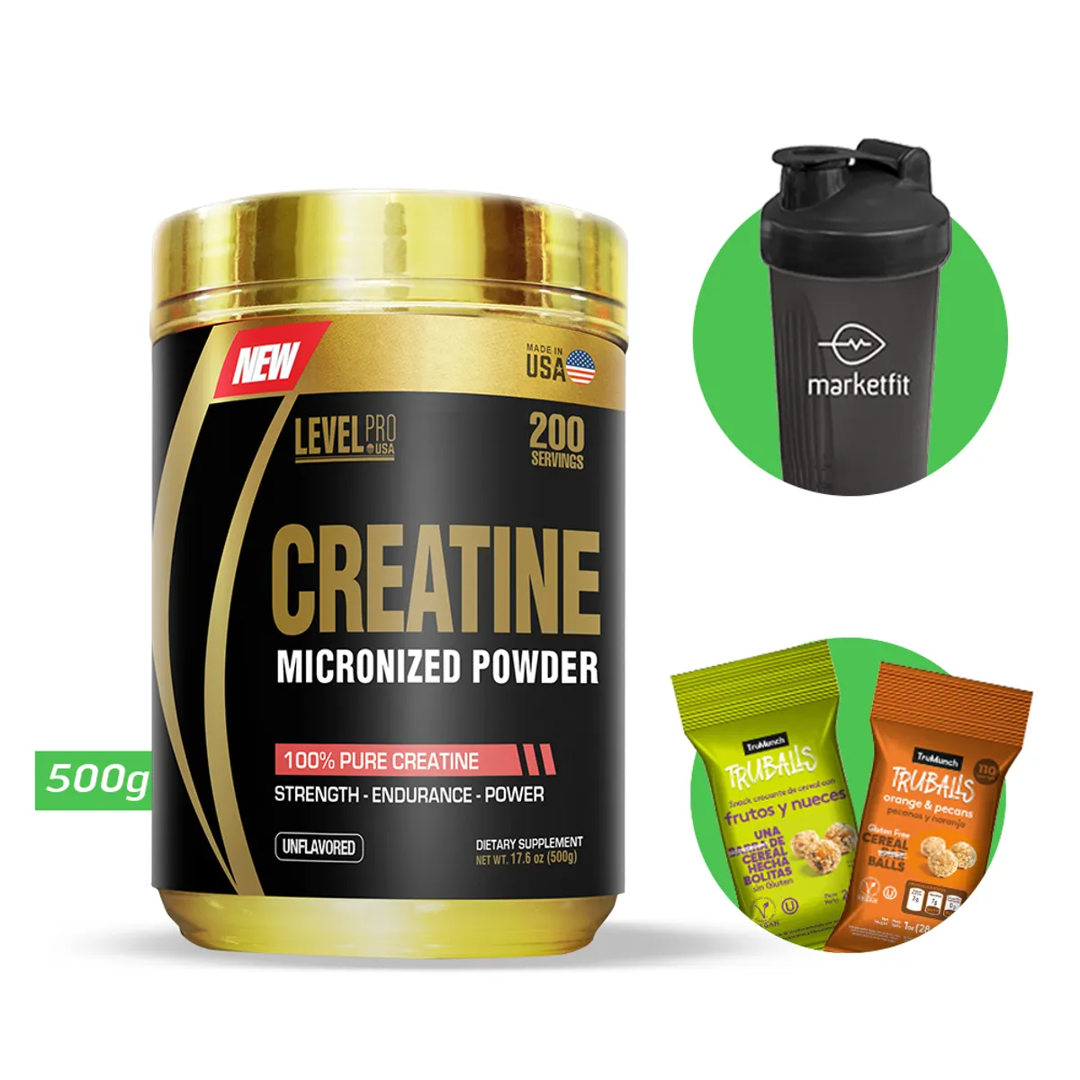 LEVEL PRO - CREATINA MICRONIZADA 500gr LEVEL PRO + REGALOS