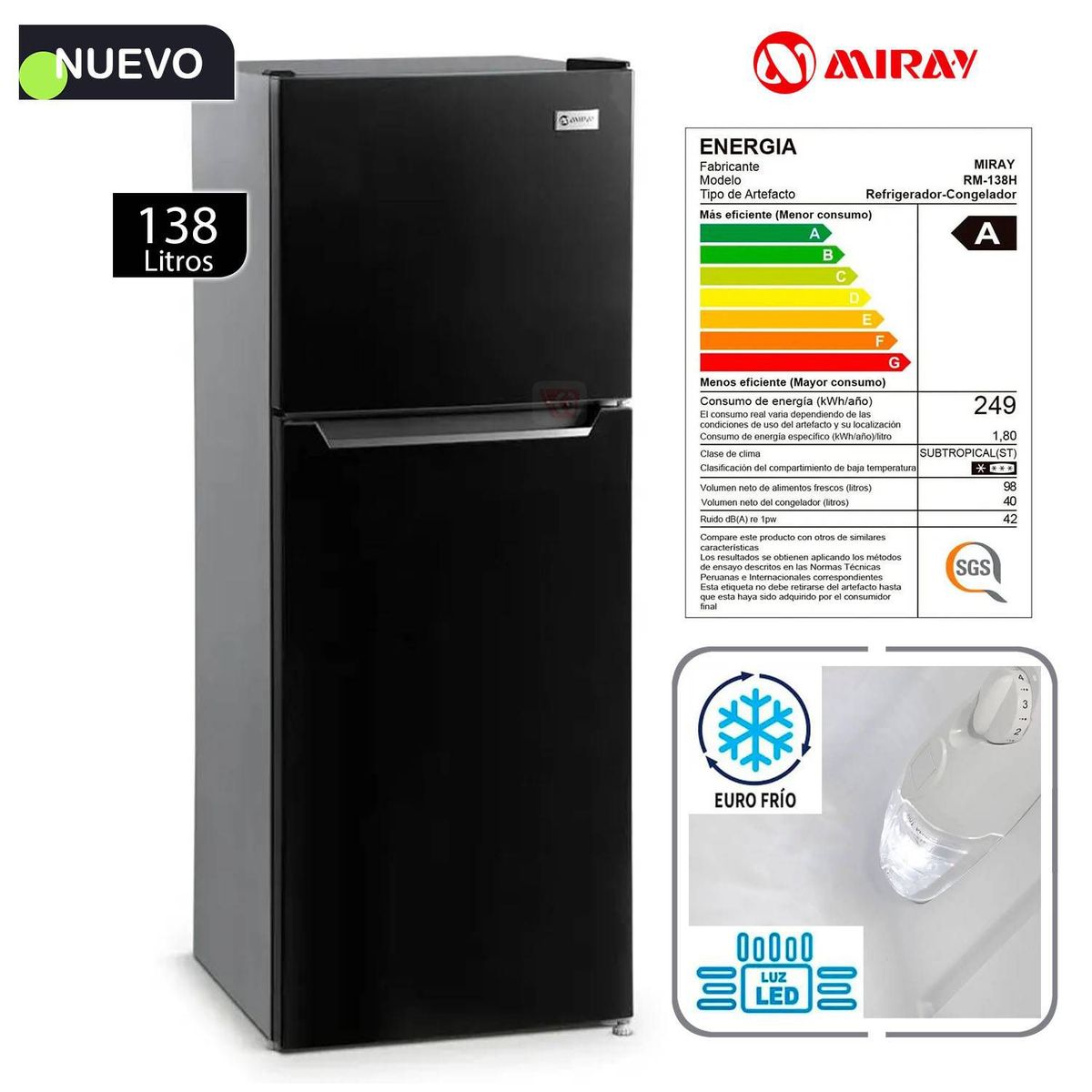 MIRAY - Refrigeradora Miray RM-138H 138L