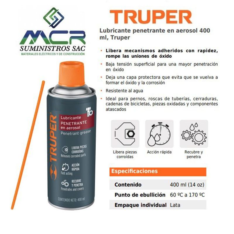 TRUPER - Grasa blanca de litio en aerosol 295 ml Truper