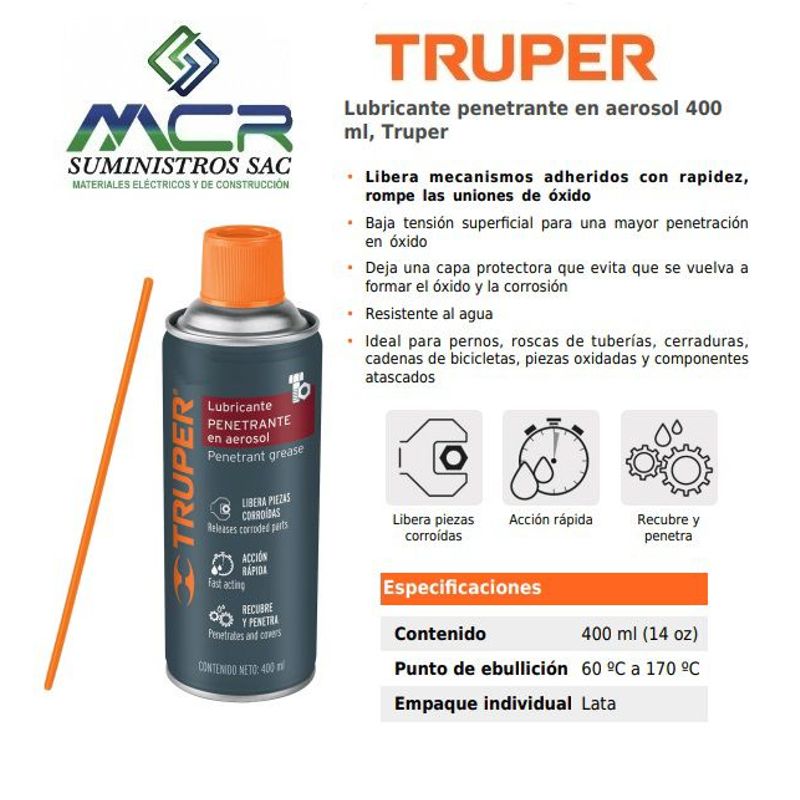 TRUPER - Lubricante penetrante en aerosol 400 ml Truper