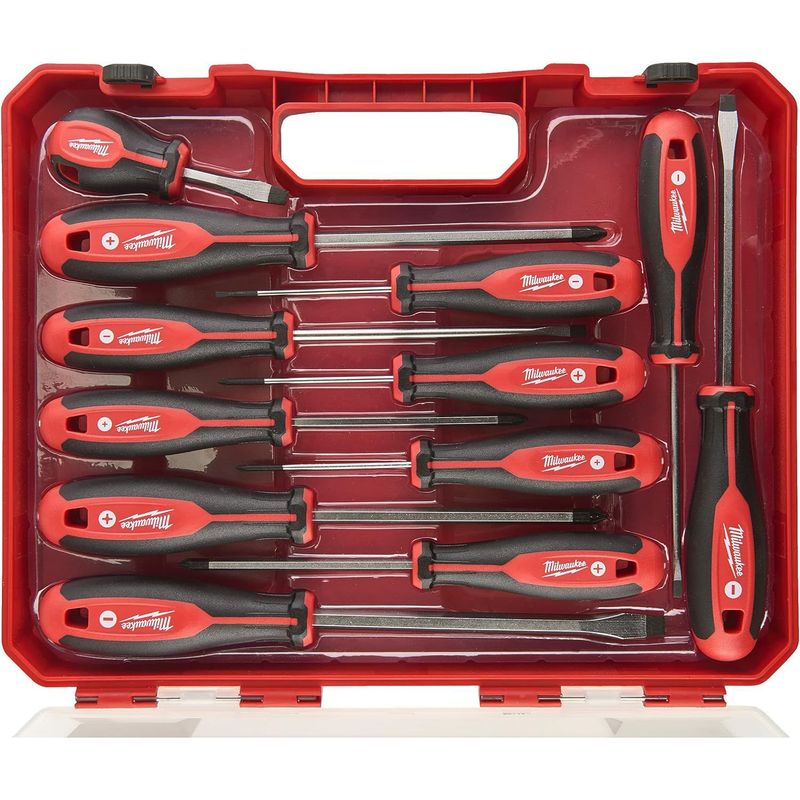 MILWAUKEE - Milwaukee Juego de 12 destornilladores Tri-Lobe - rojo