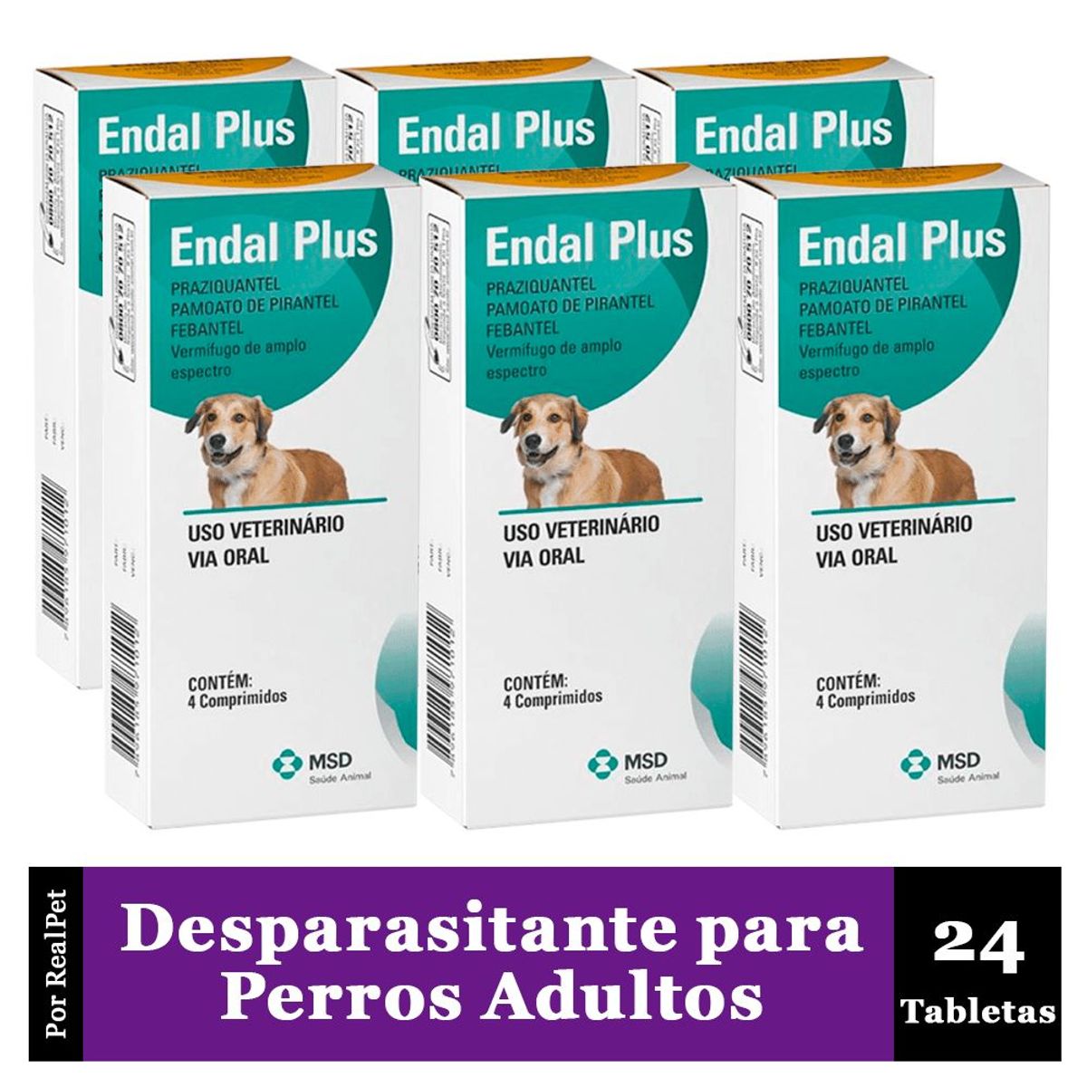 GENERICO - Pack x6 Desparasitante para Perro Endal Plus x 4 Tabletas