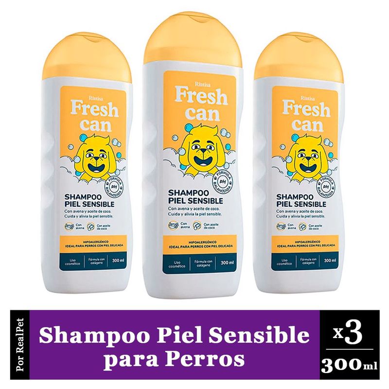 GENERICO - Pack x3 Shampoo para Perros Fresh Can Piel Sensible 300 ml