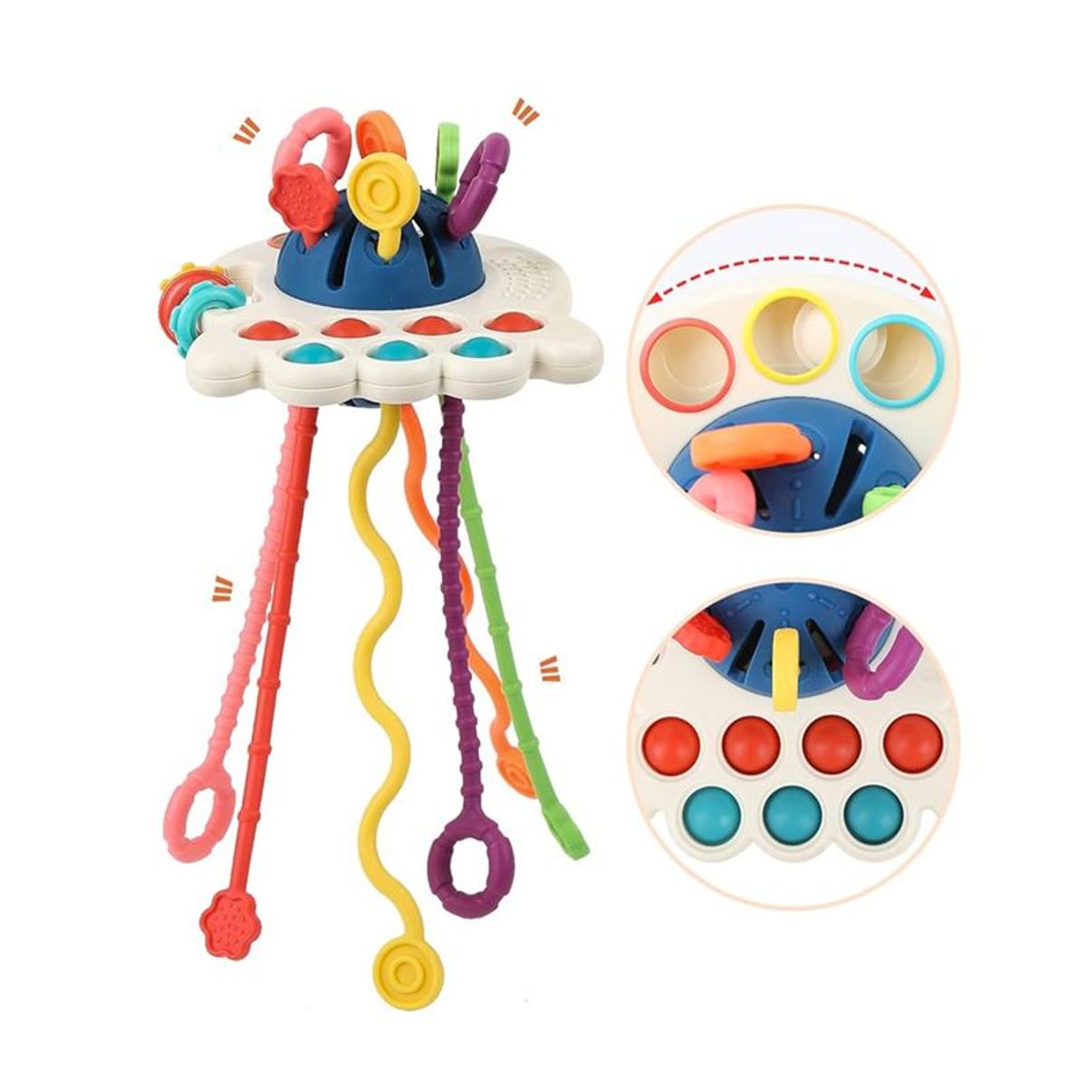 GENERICO - Juguete Sensorial de 6 Cuerdas y Botones para Bebes 4en1