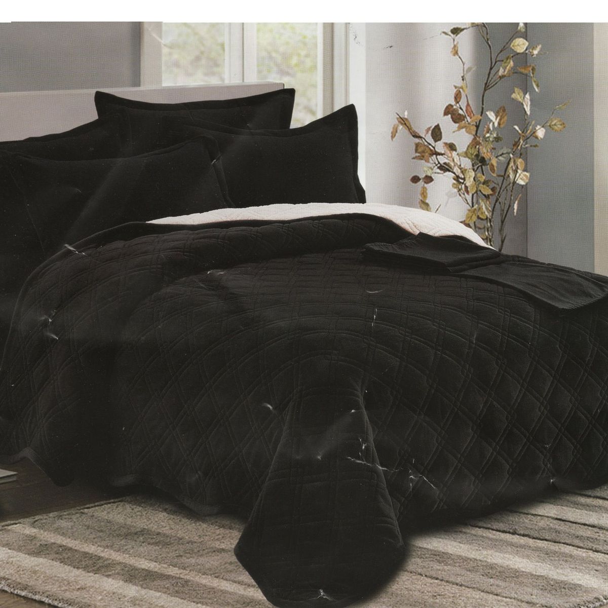 MINGDA - Set de Cobertor  2 Pz de Piel y Sherpa+ Sabanas + Fundas 100% Calidad Premium