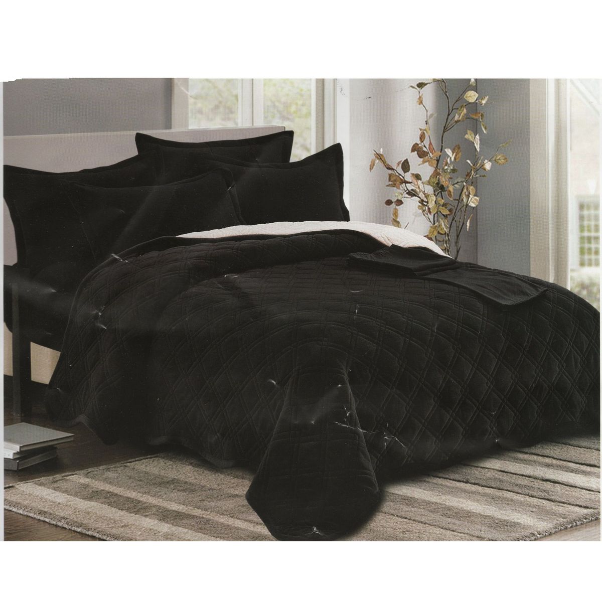 MINGDA - Set de Cobertor  2 Pz de Piel y Sherpa+ Sabanas + Fundas 100% Calidad Premium