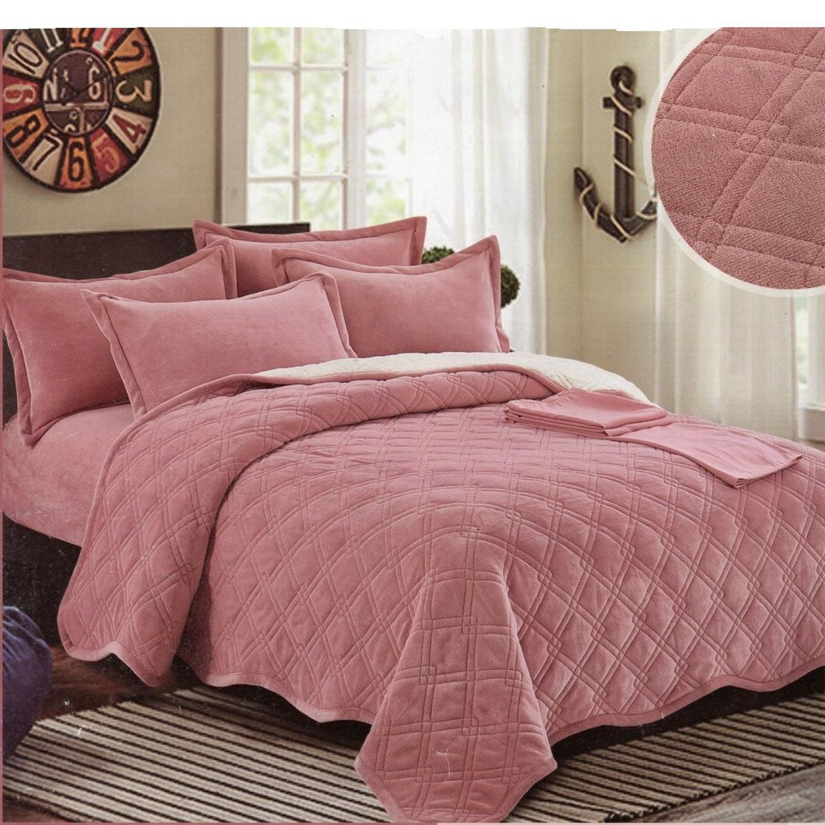 MINGDA - Set de Cobertor  2 Pz de Piel y Sherpa+ Sabanas + Fundas 100% Calidad Premium