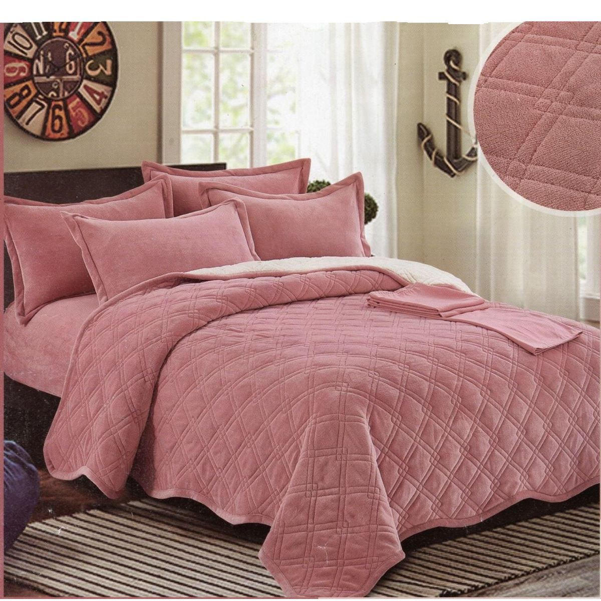 MINGDA - Set de Cobertor  2 Pz de Piel y Sherpa+ Sabanas + Fundas 100% Calidad Premium