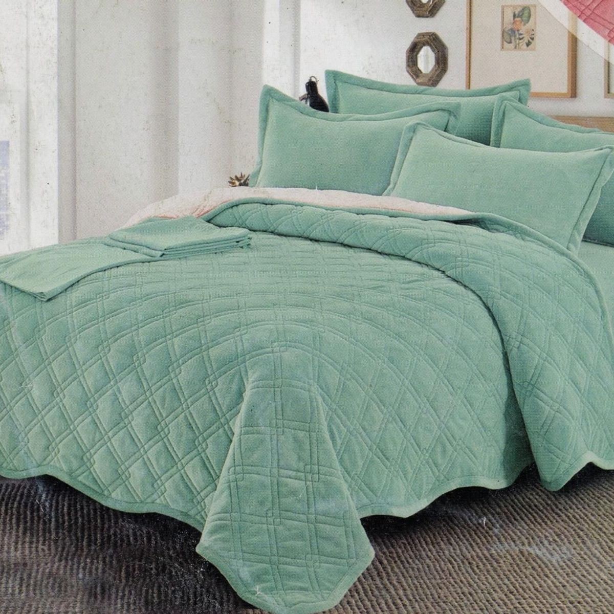 MINGDA - Set de Cobertor  2 Pz de Piel y Sherpa+ Sabanas + Fundas 100% Calidad Premium