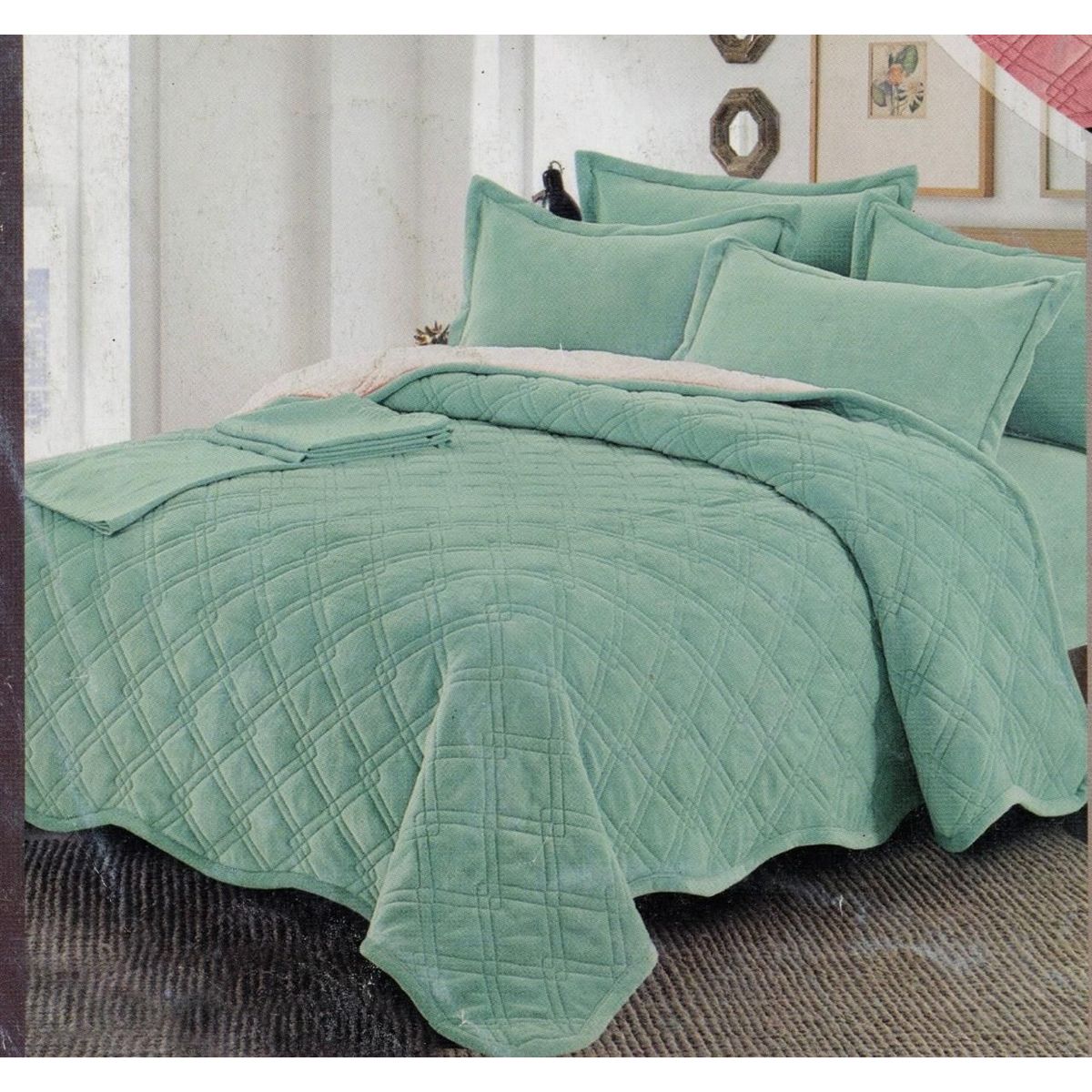 MINGDA - Set de Cobertor  2 Pz de Piel y Sherpa+ Sabanas + Fundas 100% Calidad Premium