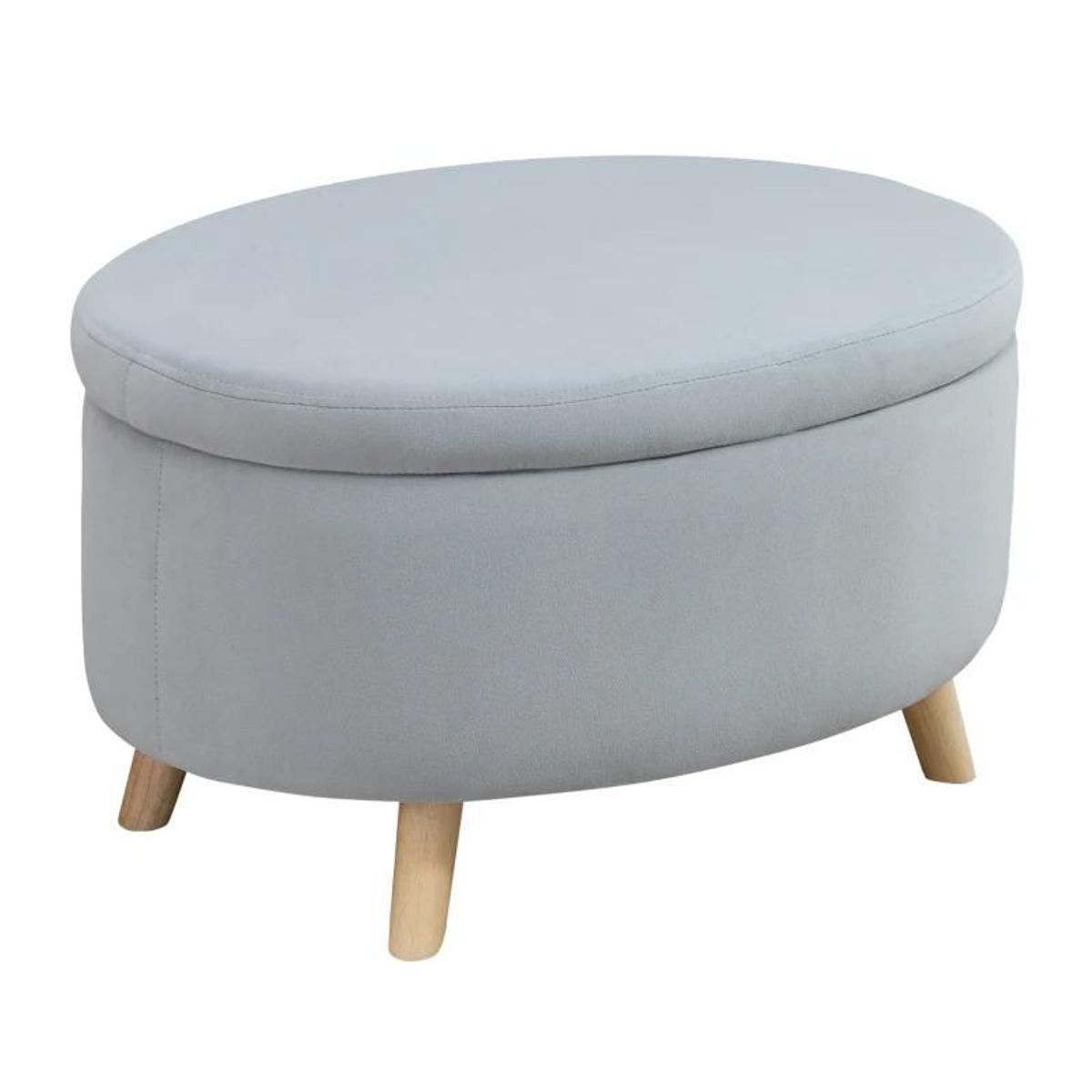 GENERICO - Puff Baúl Otomano Circular Luciana Gris Claro Decoban Hogar