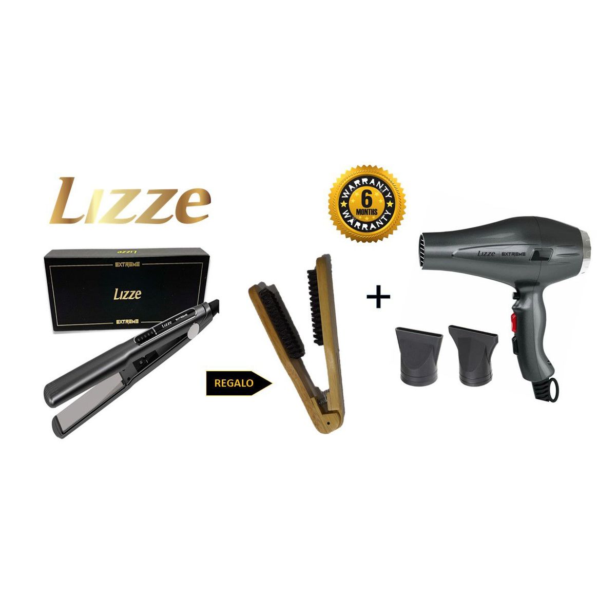LIZZE - Lizze Pack Plancha Extreme + Secadora Extreme + Cepillo Alisador