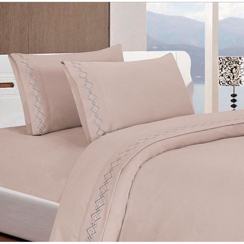 CASATEX - Juego de Sabanas Bordada 2plz - BEIGE