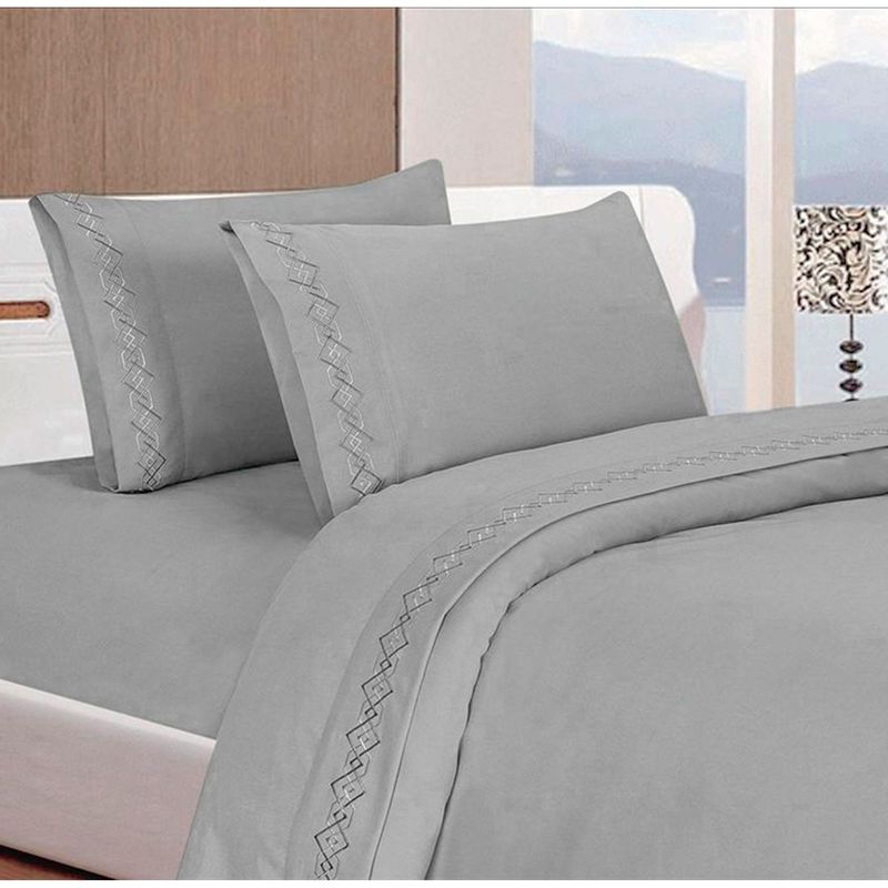 CASATEX - Juego de Sabanas Bordada 2plz - GRIS CLARO