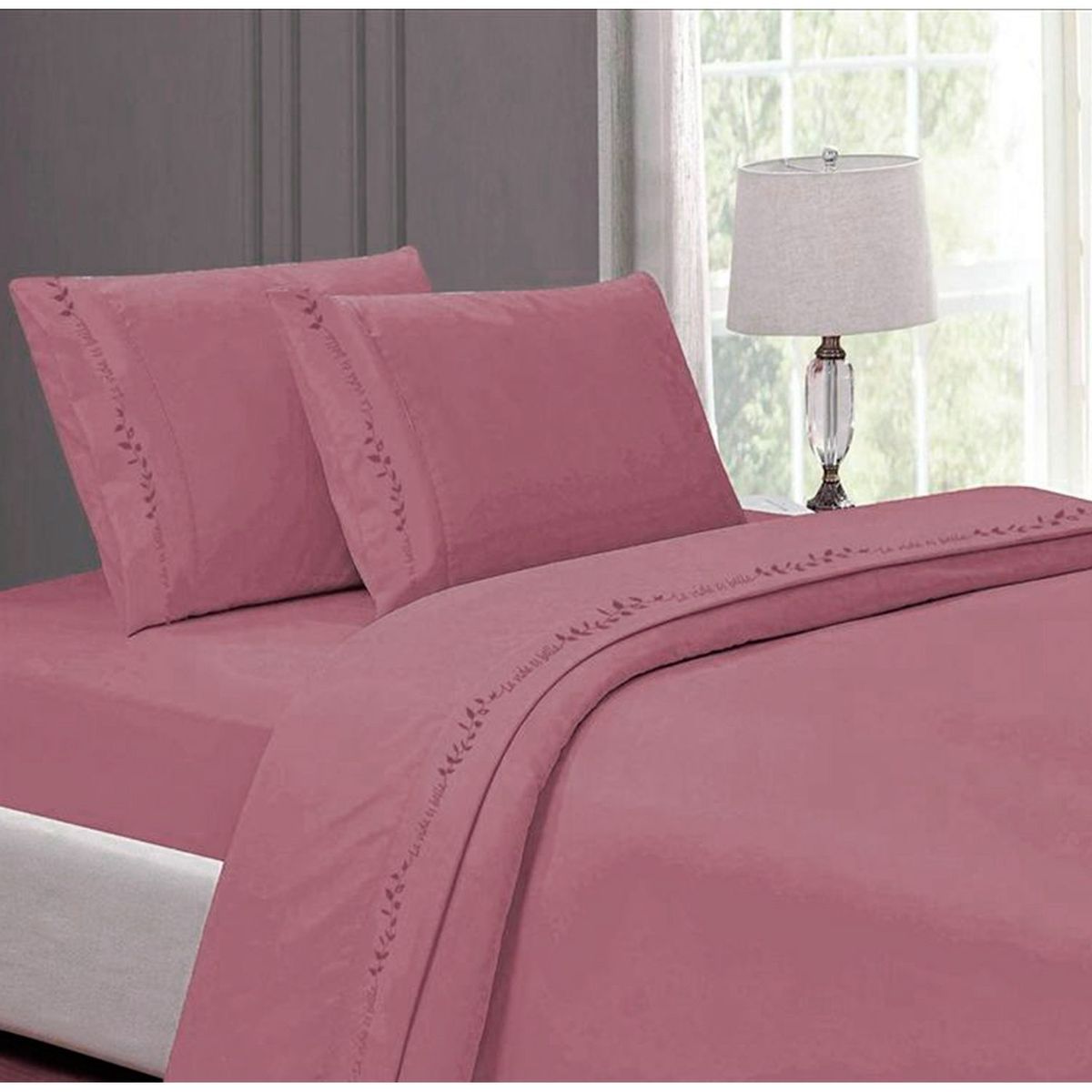 CASATEX - Juego de Sábanas Bordada 2plz - ROSA