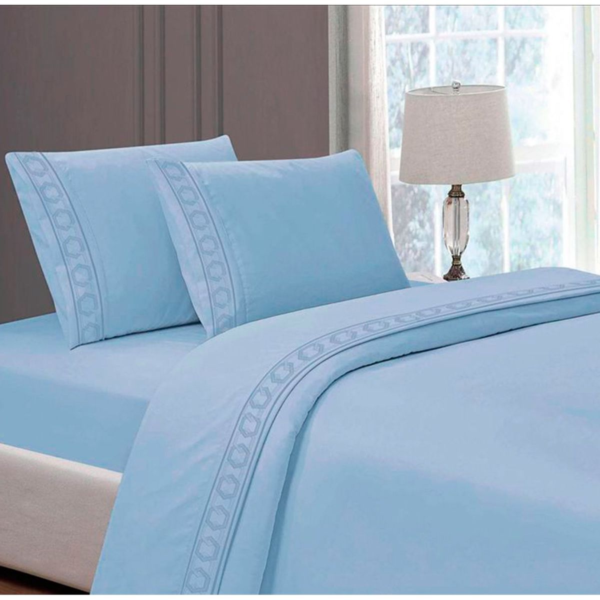 CASATEX - Juego de Sábanas Bordada 2plz - CELESTE 2