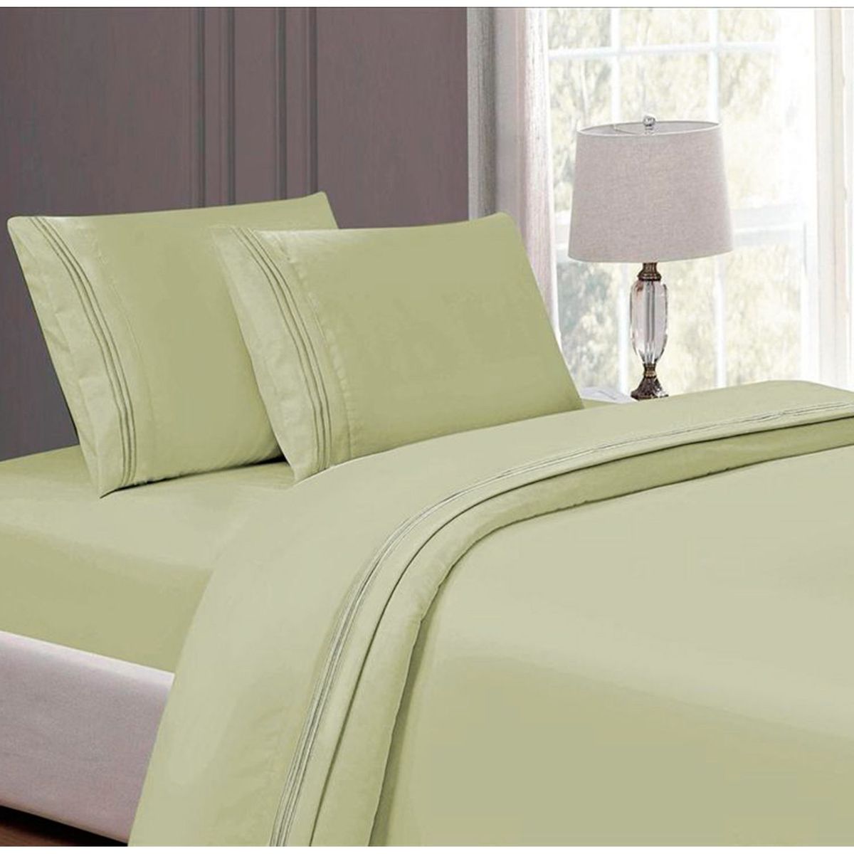 CASATEX - Juego de Sábanas Bordada 2plz - VERDE AGUA