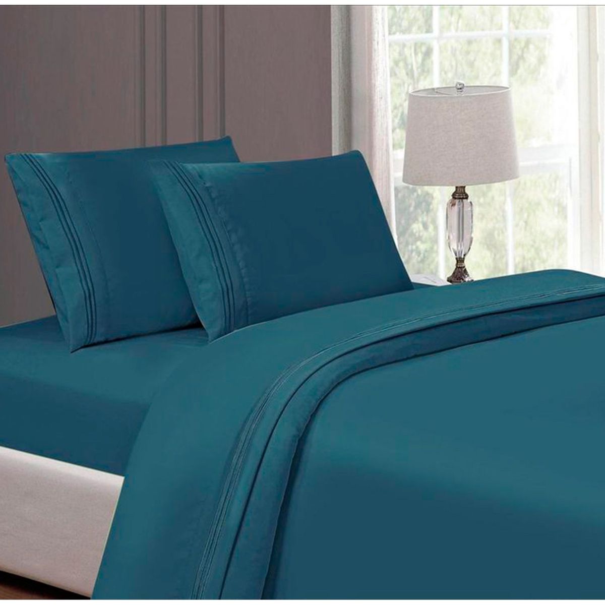 CASATEX - Juego de Sábanas Bordada 2plz - VERDE TURQUESA