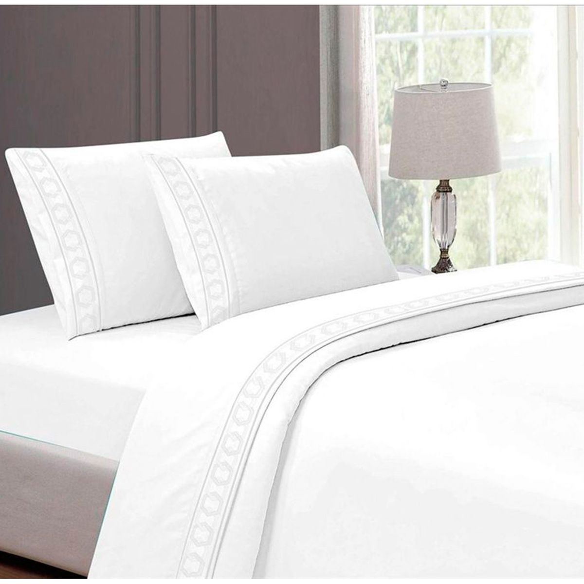 CASATEX - Juego de Sábanas Bordada 2plz - BLANCO